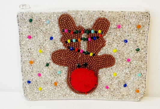 Beaded coin purse: Rudolph reindeer