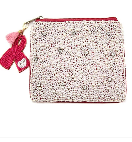 Pearl Accent white pink coin purse