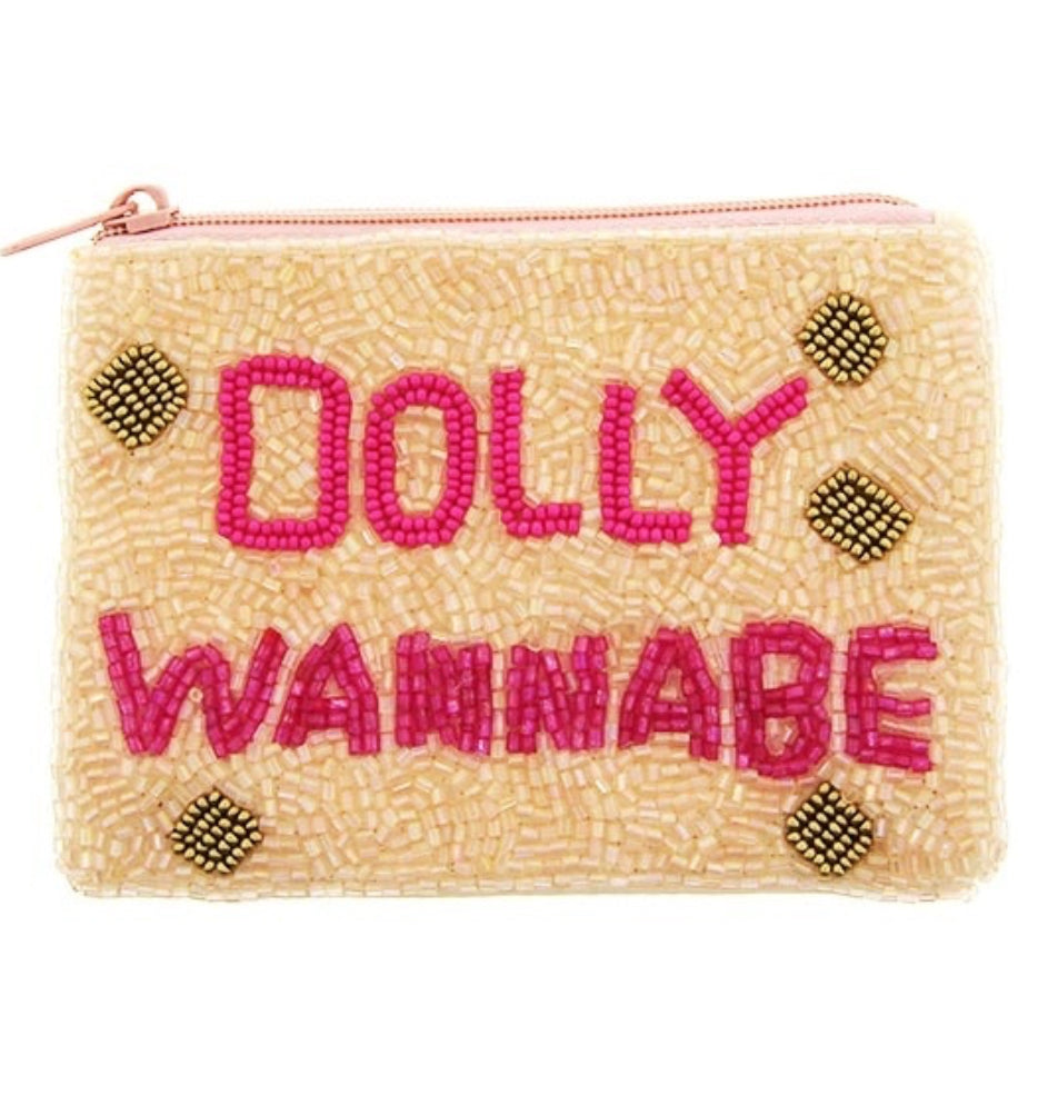 Dolly Wannabe light pink seed bead coin purse