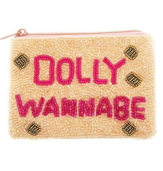 Dolly Wannabe light pink seed bead coin purse