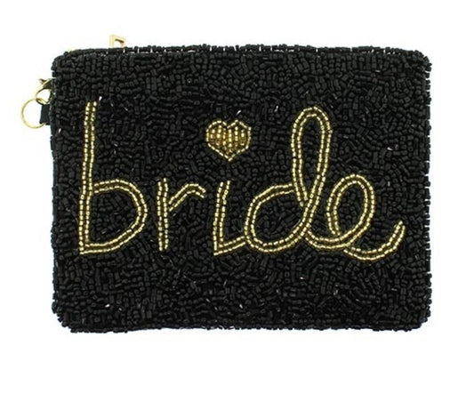 Bride black seed bead coin purse