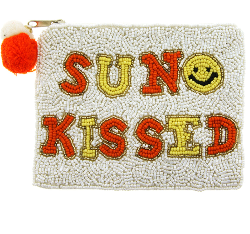 Sun Kissed multi-colored seed bead coin purse