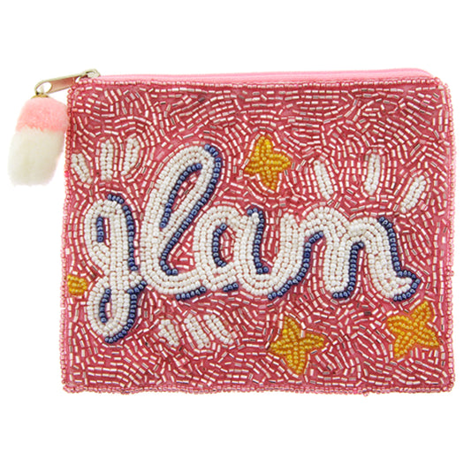 Glam multi-colored seed bead coin purse