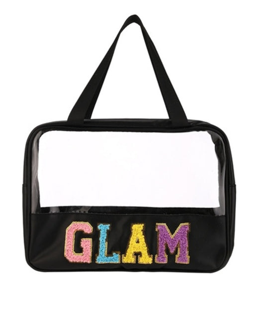 Handbags Chenille GLAM black cosmetic bag