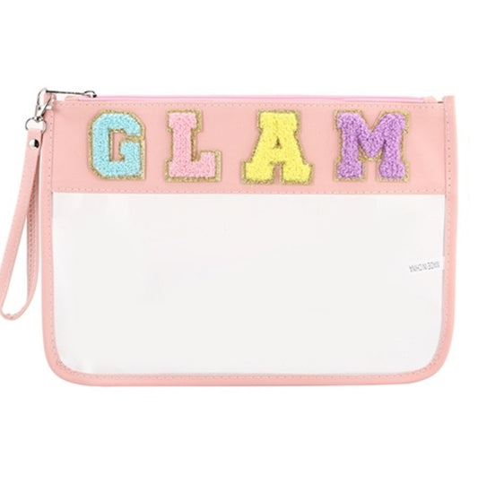 Handbags Chenille GLAM Wristlet pink cosmetic bag