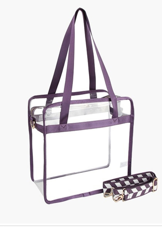 Transparent Tote Bag purple  12.5"x 12.5"x 5.5"