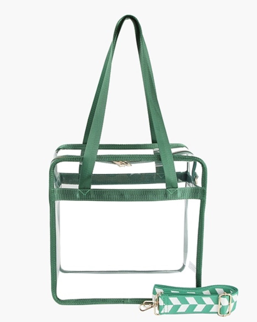 Transparent Tote Bag green  12.5"x 12.5"x 5.5"