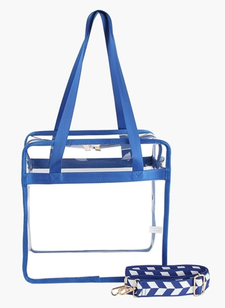 Transparent Tote Bag coral blue  12.5"x 12.5"x 5.5"