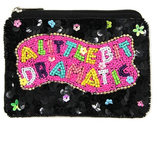 A Little Bit Dramatic seed bead black multi-colored coin purse