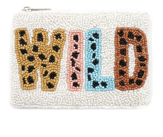 Handbags Animal Print Wild multi-colored seed bead coin purse  5"x 3.5"