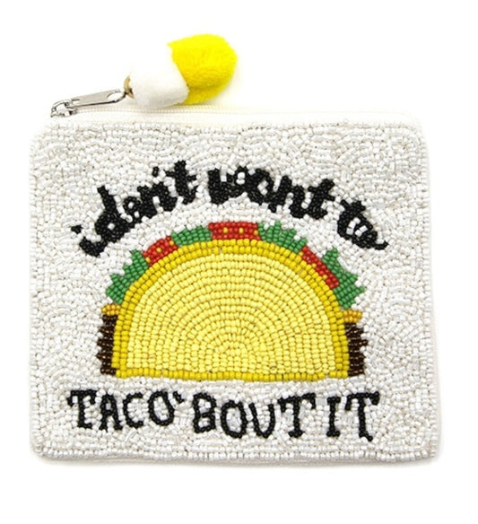 Taco Bout It multi-colored seed bead coin purse