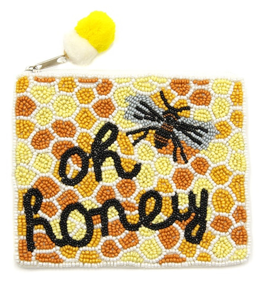 Oh Honey yellow seed bead coin purse