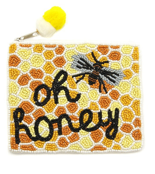 Oh Honey yellow seed bead coin purse