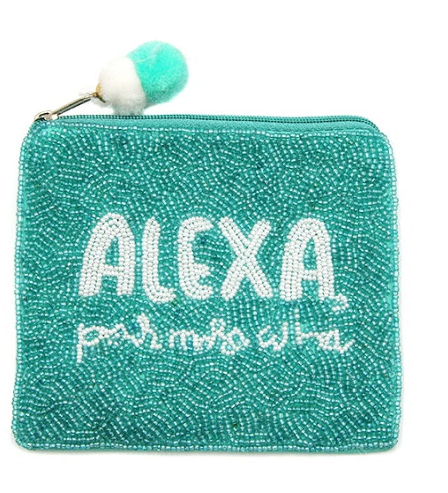 Alexa turquoise seed bead coin purse