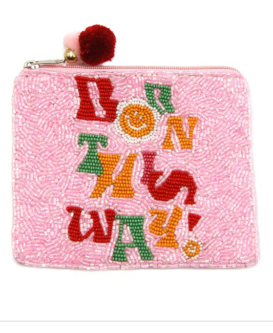 Born This Way pink seed bead coin purse