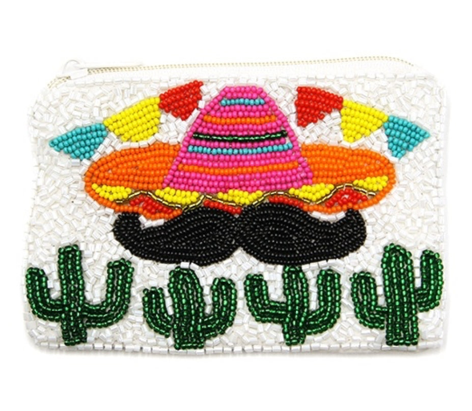 Sombrero Cactus white multi-colored seed bead