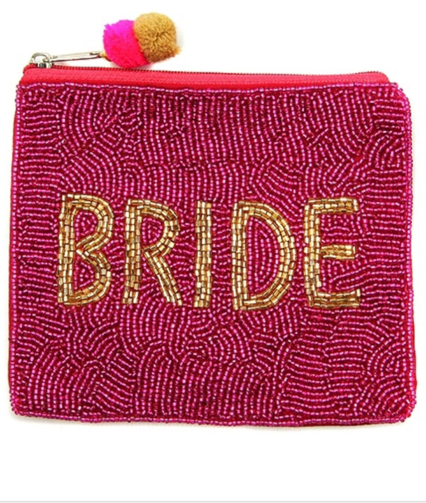 Bride Fuchsia seed bead coin purse